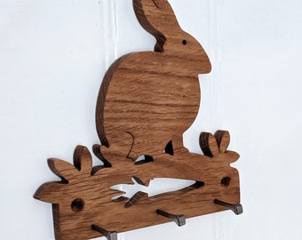 Oak Rabbit Key Hook