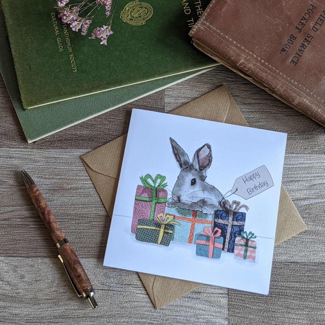 Rabbit Birthday Card - Gifts - Etsy