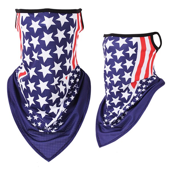 Light Mesh USA Flag Facemask Polyester Neck Gaiter Bandana Balaclava Antidust Sun Shield Biker Sport Face Cover Ear Loop Moisture Wicking