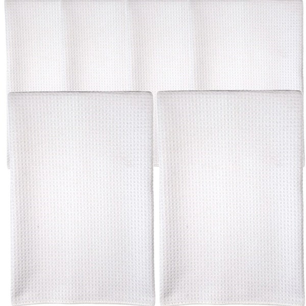 6 Piece Sublimation Embroidery Blanks 100% Polyester Waffle Weave 16"x24" White Towels Kitchen Bathroom Sports Gym