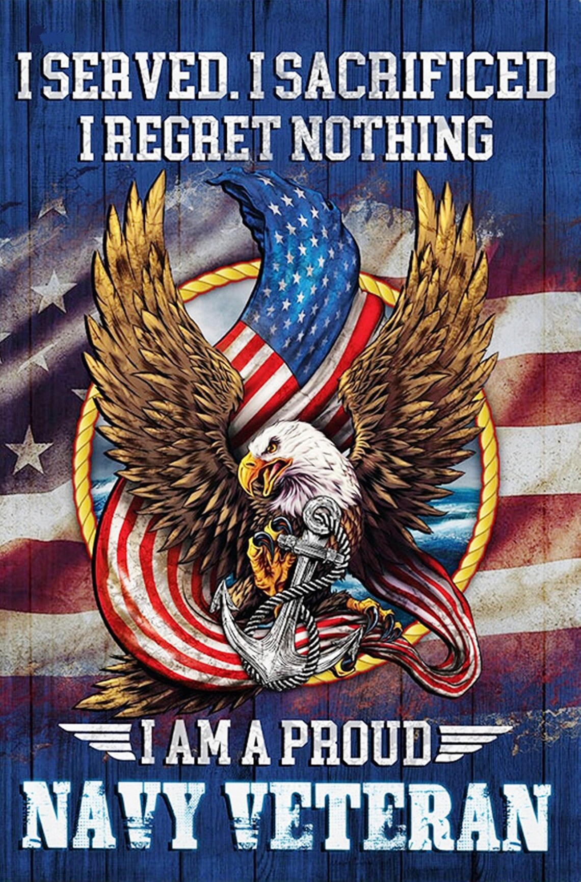 Proud Us Navy Veteran American Flag Sublimated Double Sided Etsy