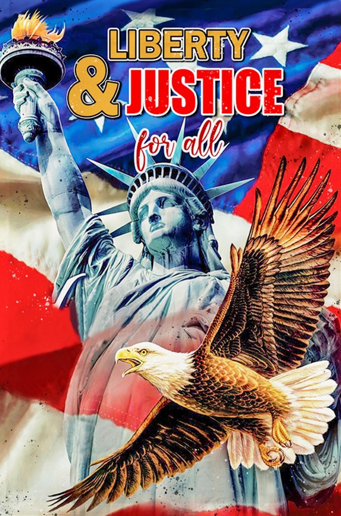 Liberty and Justice for All American Flag Sublimated Double Sided
