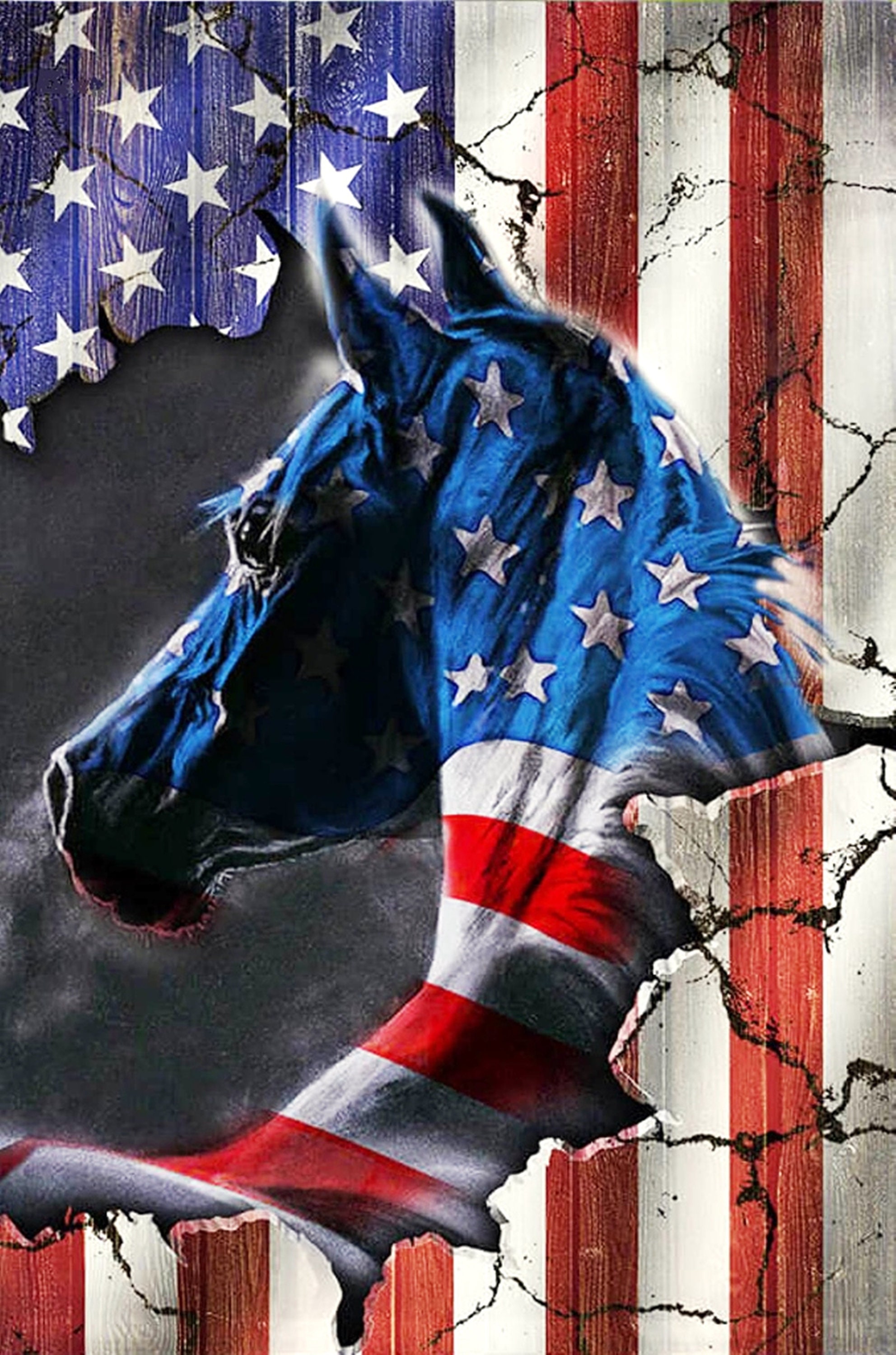American Flag Horse Stallion Mare Thoroughbred Sublimated Etsy