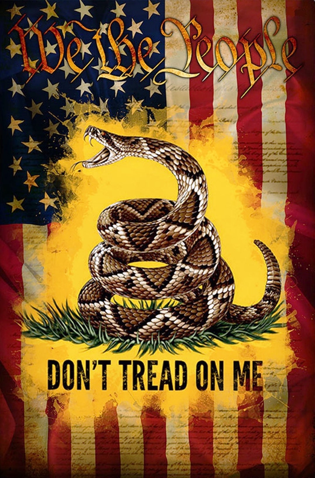 We the People Don't Tread on Me American Flag Sublimated Double Sided