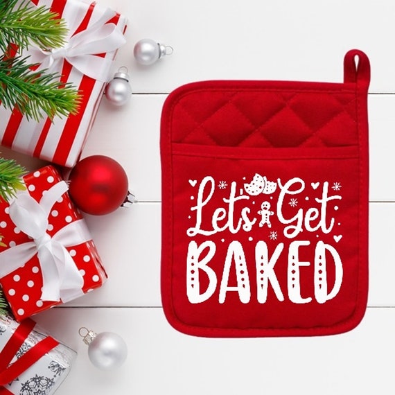 Let's Get Baked Oven Mitt Housewarming Gift Pot Holder 