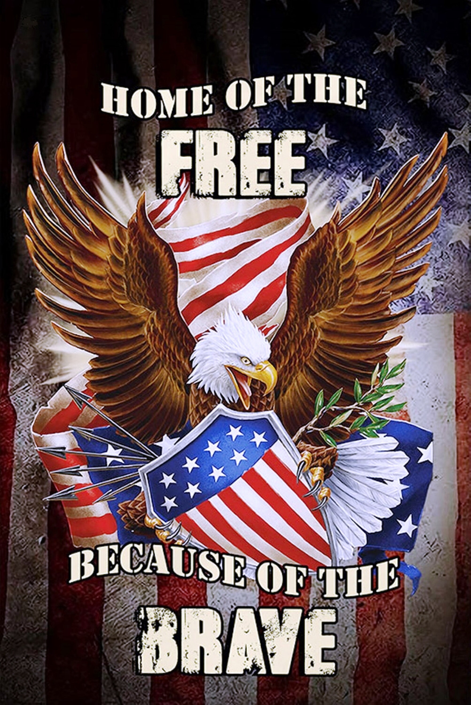 Home of the Free Because of the Brave American Flag Sublimated - Etsy