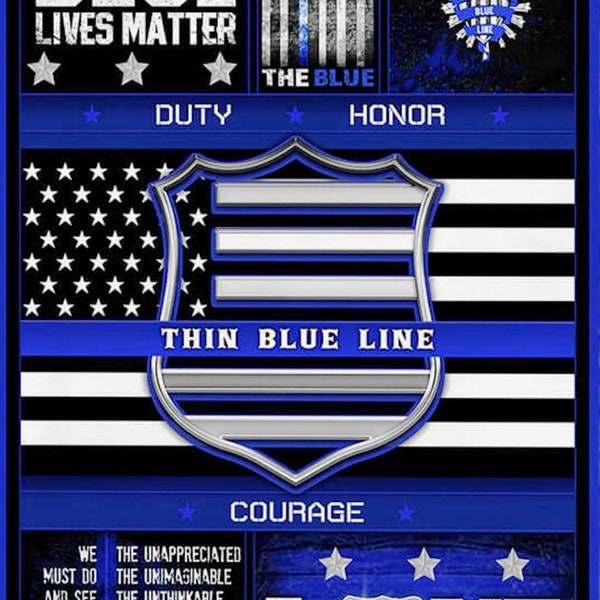 Duty Honor Courage Thin Blue Line Police Cops USA Sublimated Double Sided Deluxe Garden Flag 3ply 600 Denier 110 Knitted Polyester SGF080