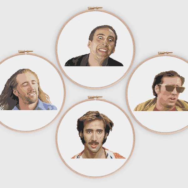 Nicolas Cage Complete Collection Funny Cross Stitch Patterns / Instant Digital Download, PDF Pattern