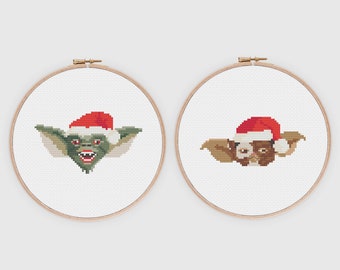 Gizmo and Gremlin / Gremlins / Cross Stitch Pattern / Christmas Ornament / Instant Digital Download, PDF Pattern