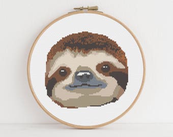 Cute Sloth Cross Stitch Pattern: Instant Digital Download, PDF Pattern