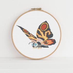 Mothra Kaiju Counted Cross Stitch Pattern PDF: Instant Digital Download, PDF Pattern