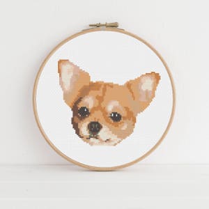 Cute Chihuahua Cross Stitch Pattern / Short-Haired Tan Pet Dog (Large) / Instant Digital Download, PDF Pattern