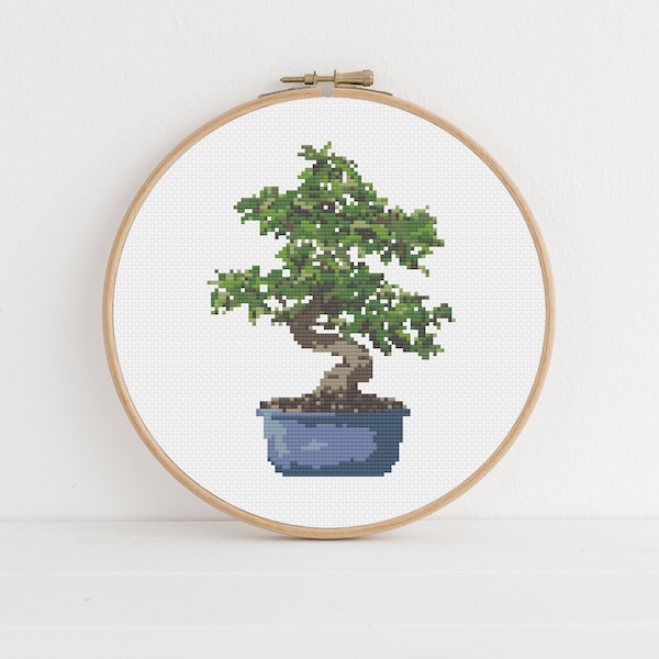 Tea Tree Bonsai Plant Modern Cross Stitch Pattern / Instant Digital Download, PDF Pattern