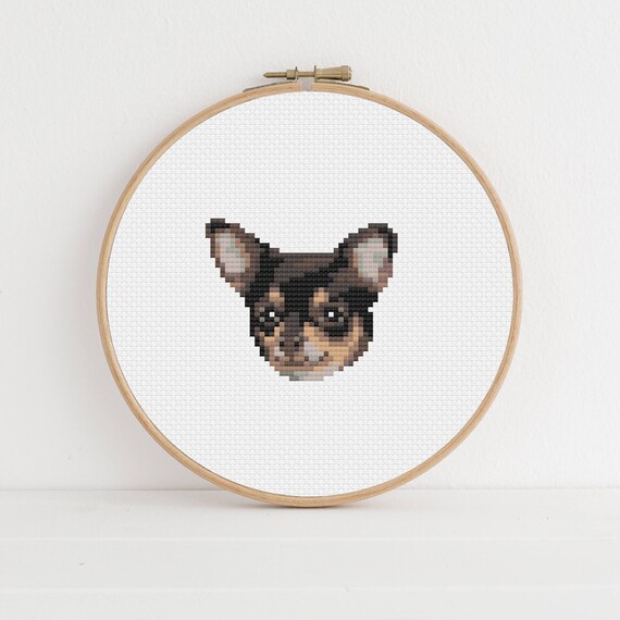 Chihuahua Cross Stitch Pattern Small Short Haired Brown Dog Etsy