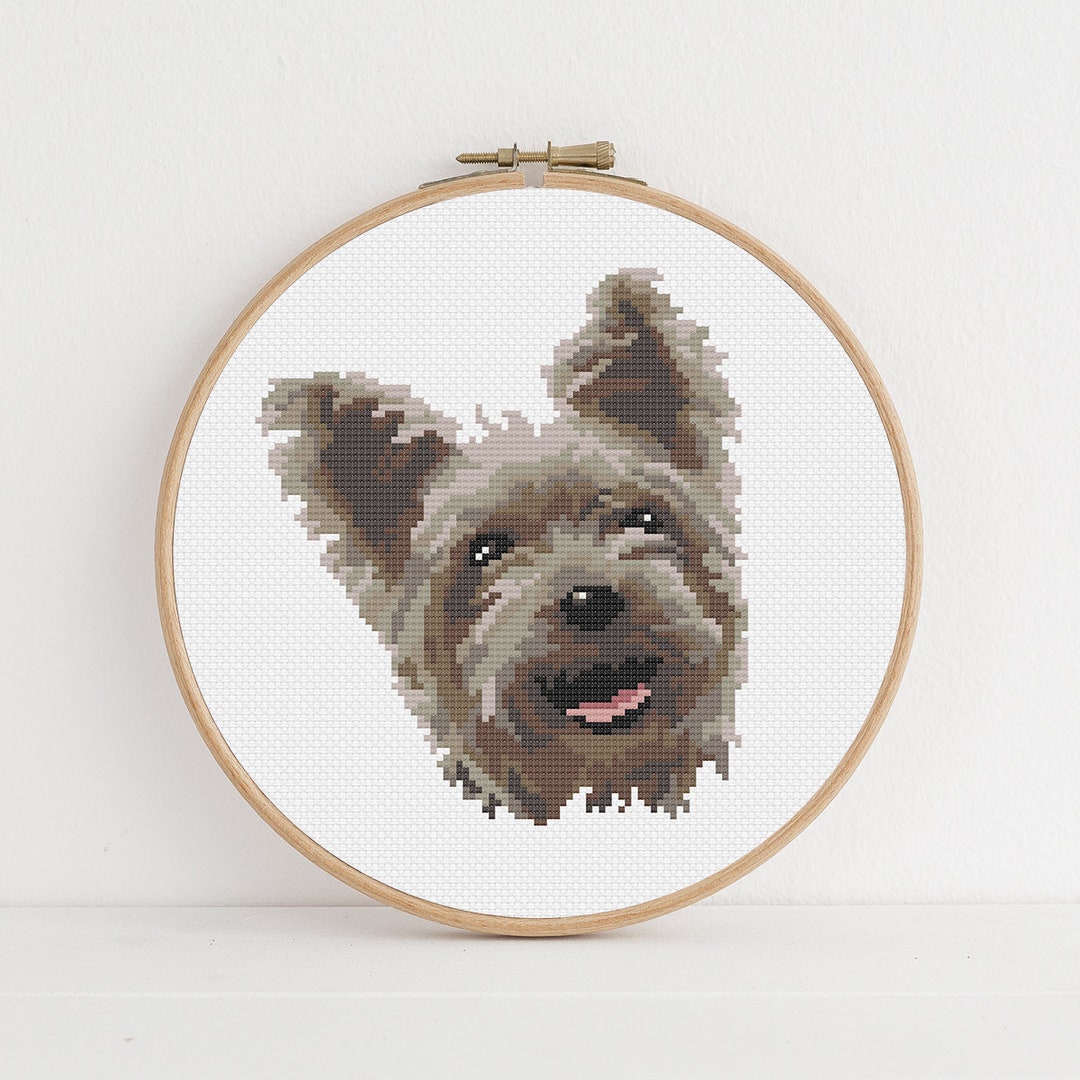 Cute Cross Stitch Yorkshire Terrier / Pet Portrait / Instant Digital