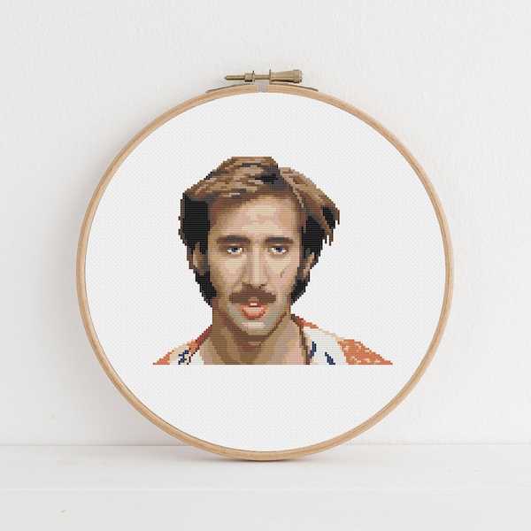 Nicolas Cage in Raising Arizona Funny Cross Stitch Pattern: Instant Digital Download, PDF Pattern