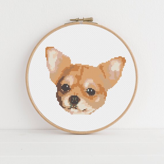 Cross Stitch Chihuahua Pattern Short Haired Tan Dog Pdf Etsy