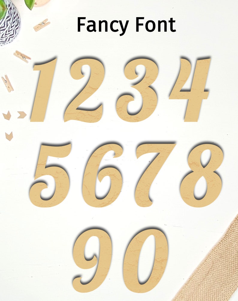 Wooden Numbers/Acrylic Unfinished Numbers for Crafting/Fancy Modern Basic Fonts image 2