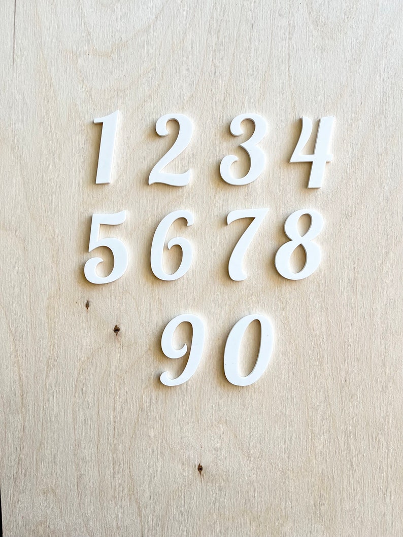 Wooden Numbers/Acrylic Unfinished Numbers for Crafting/Fancy Modern Basic Fonts image 6