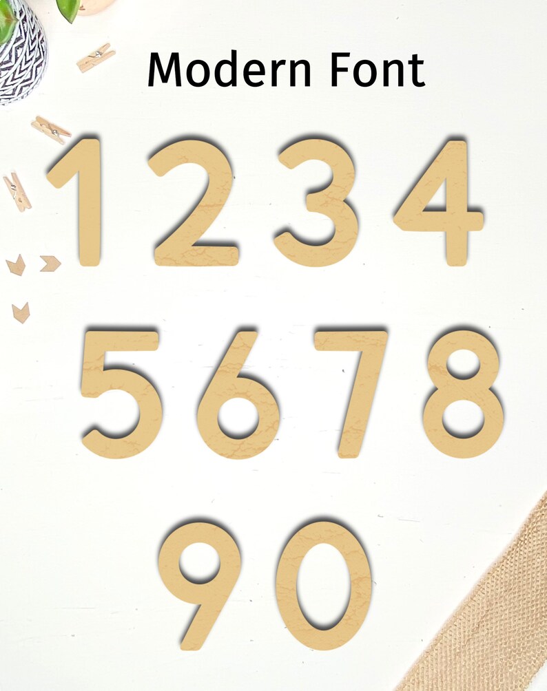 Wooden Numbers/Acrylic Unfinished Numbers for Crafting/Fancy Modern Basic Fonts image 4