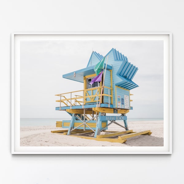 Miami Beach lifeguard stand digital print/coastal nautical printable wall art/ocean printable home decor downloadable coastal florida print