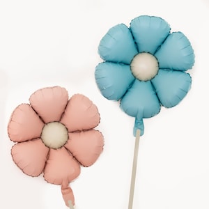 Flower balloon/birthday decor/daisy balloon/blue flower balloon/pink flower balloon/first birthday/pastel balloon/baby shower/spring decor