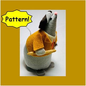 PDF Pattern and Instructions for felt French mouse, digital download, sewing, mouse lover, handmade craft, DIY, lavender