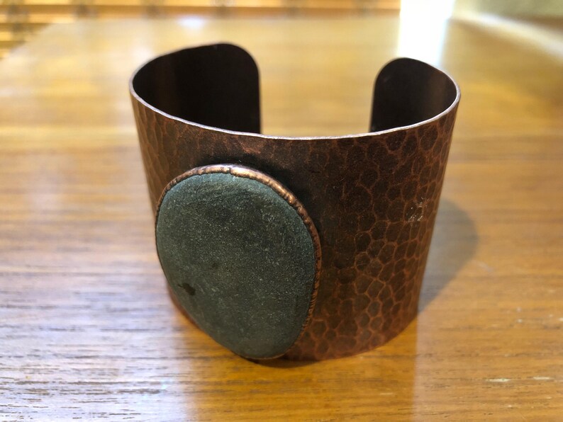 Electroformed Stone Copper Cuff Gypsy Cuff Bracelet River Rock Copper Cuff OOAK Cuff Bracelet Boho Copper Cuff