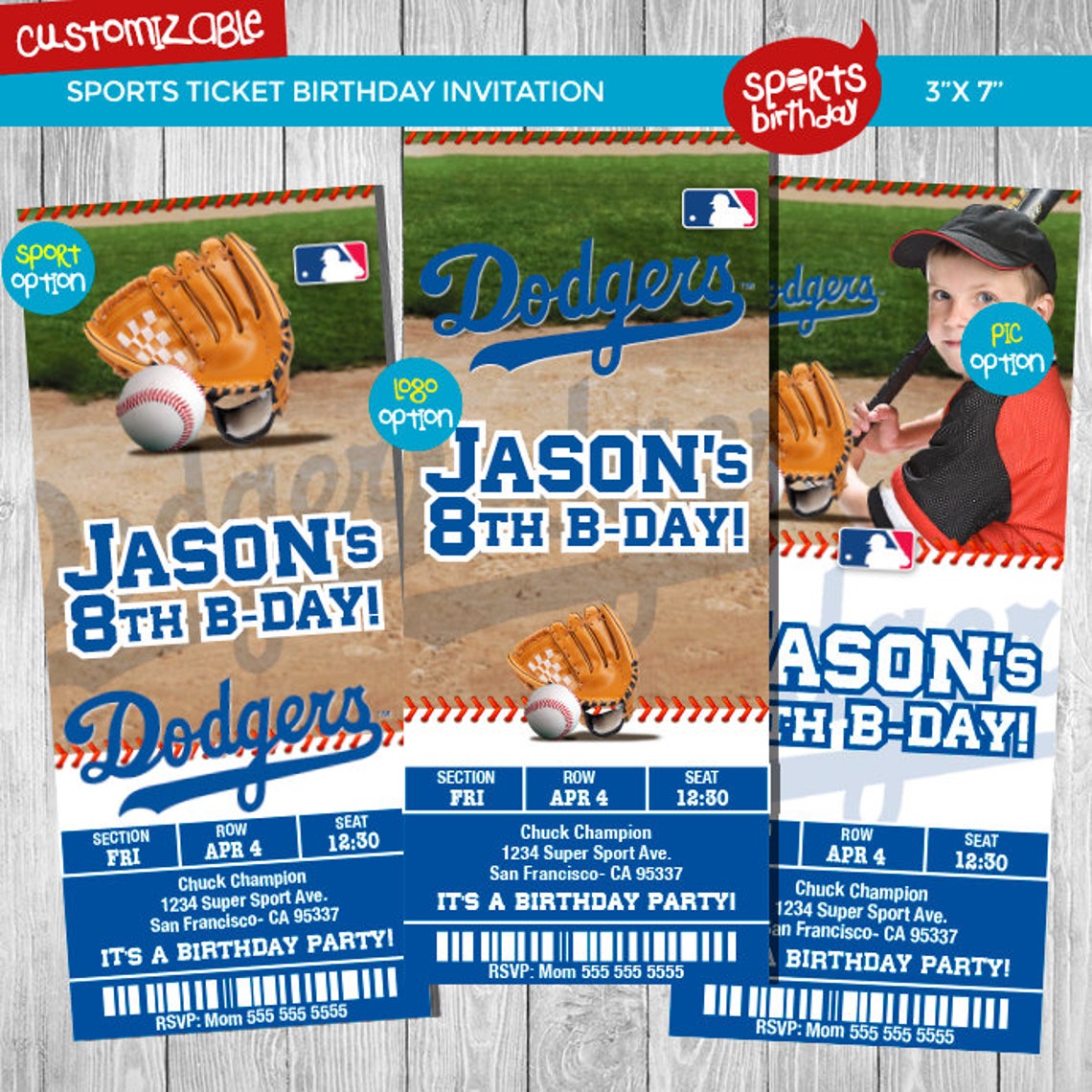 Los Angeles Dodgers Birthday Invitation Printable baseball | Etsy
