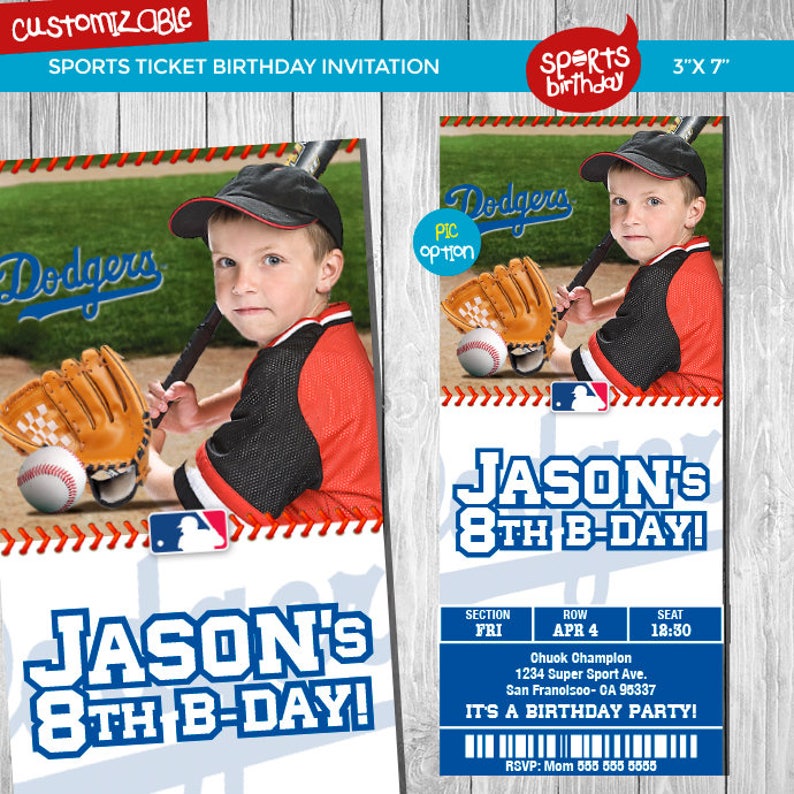 Los Angeles Dodgers Birthday Invitation Printable baseball | Etsy