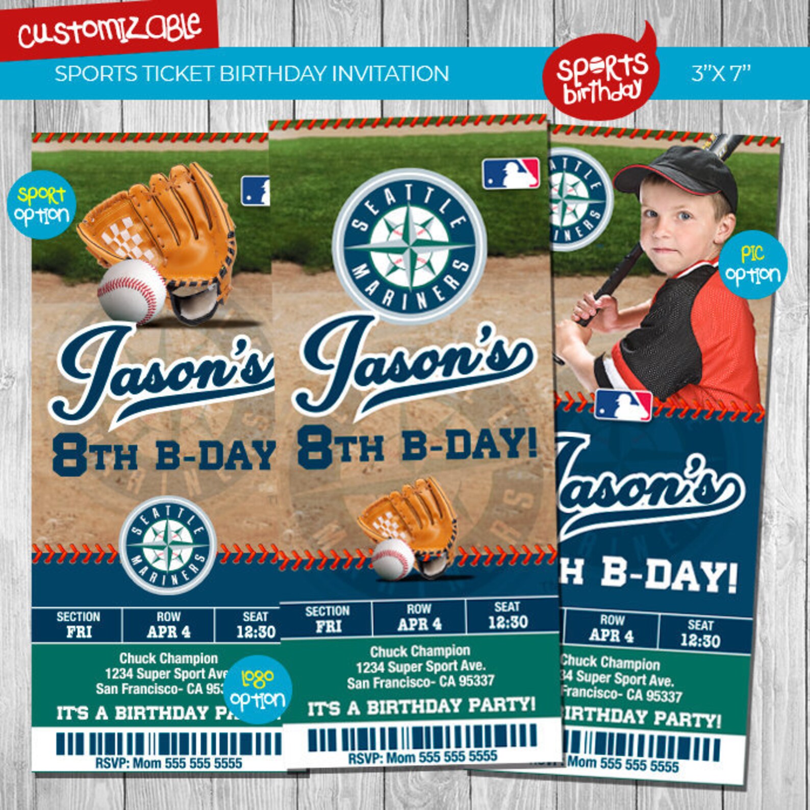 Seatles Mariners Invitation Mariners Ticket Invites Baseball Etsy