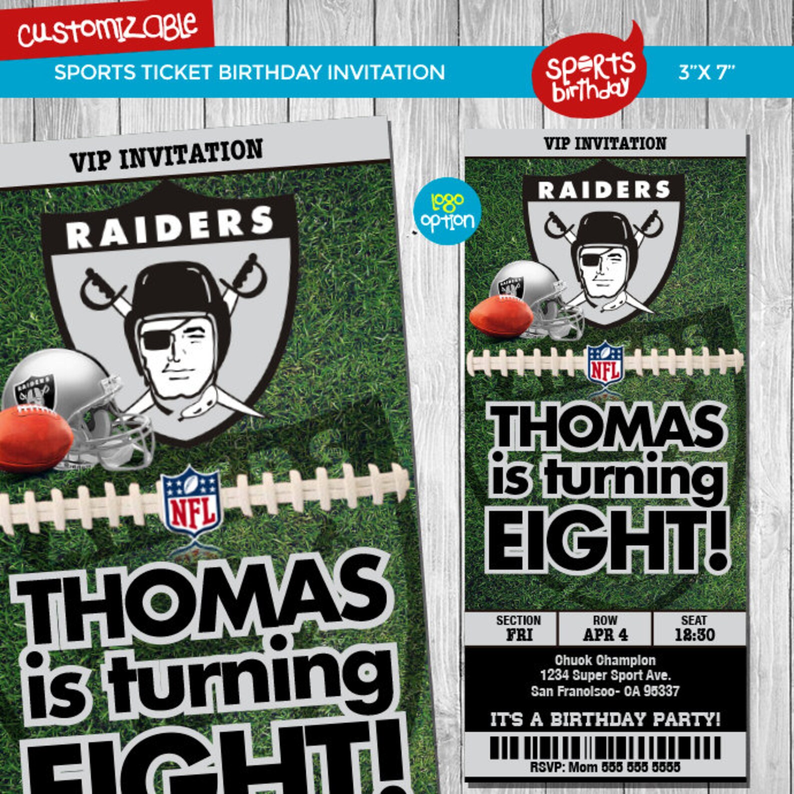 Las Vegas Raiders Invitation Raiders Birthday Invitations Etsy
