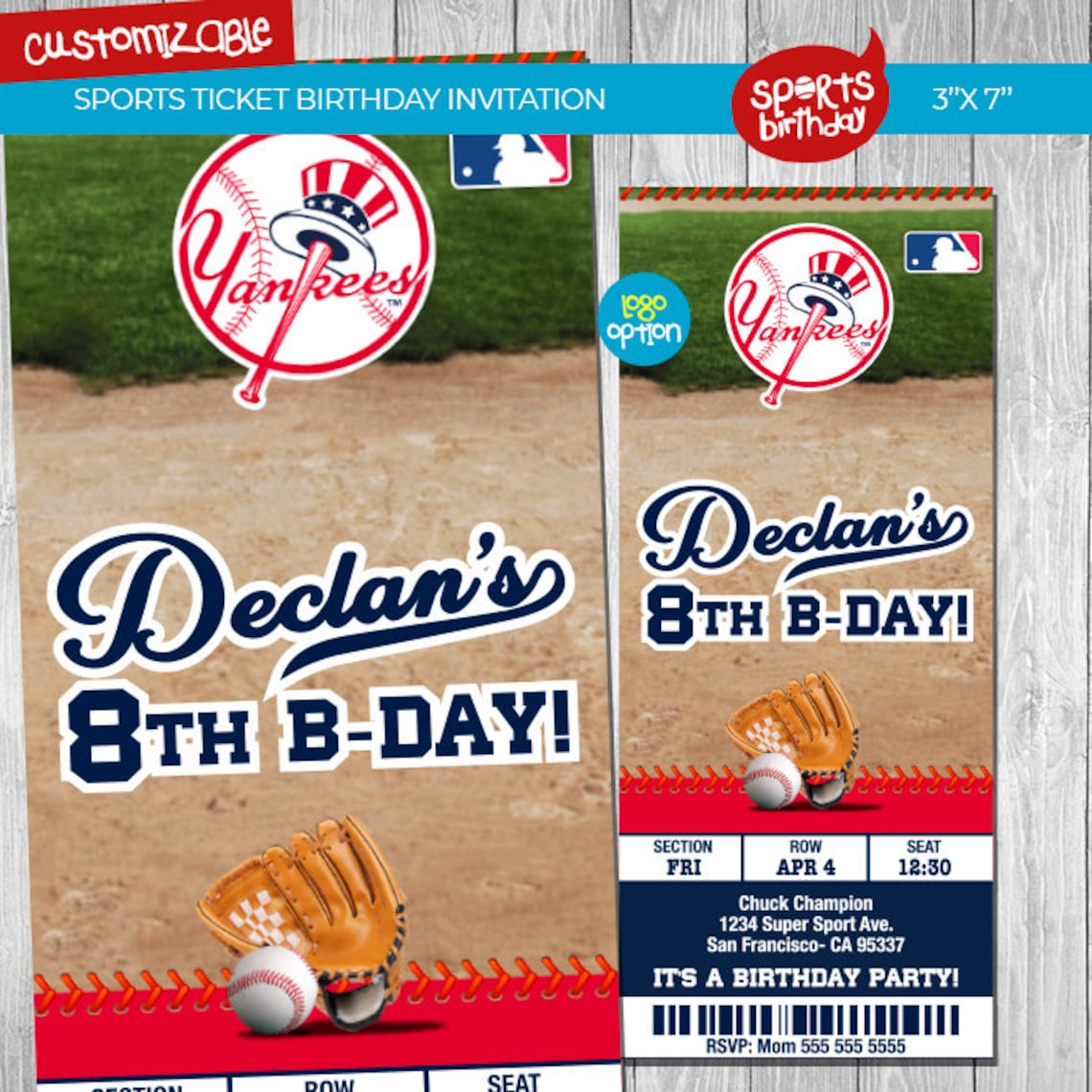 New York Yankees Invitation NY Yankees Birthday Invitations | Etsy