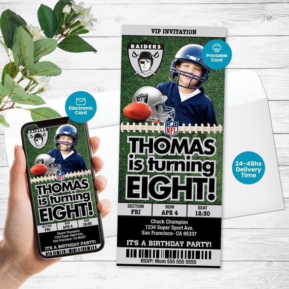 Las Vegas Raiders Invitation Oakland Raiders Birthday Invite Etsy