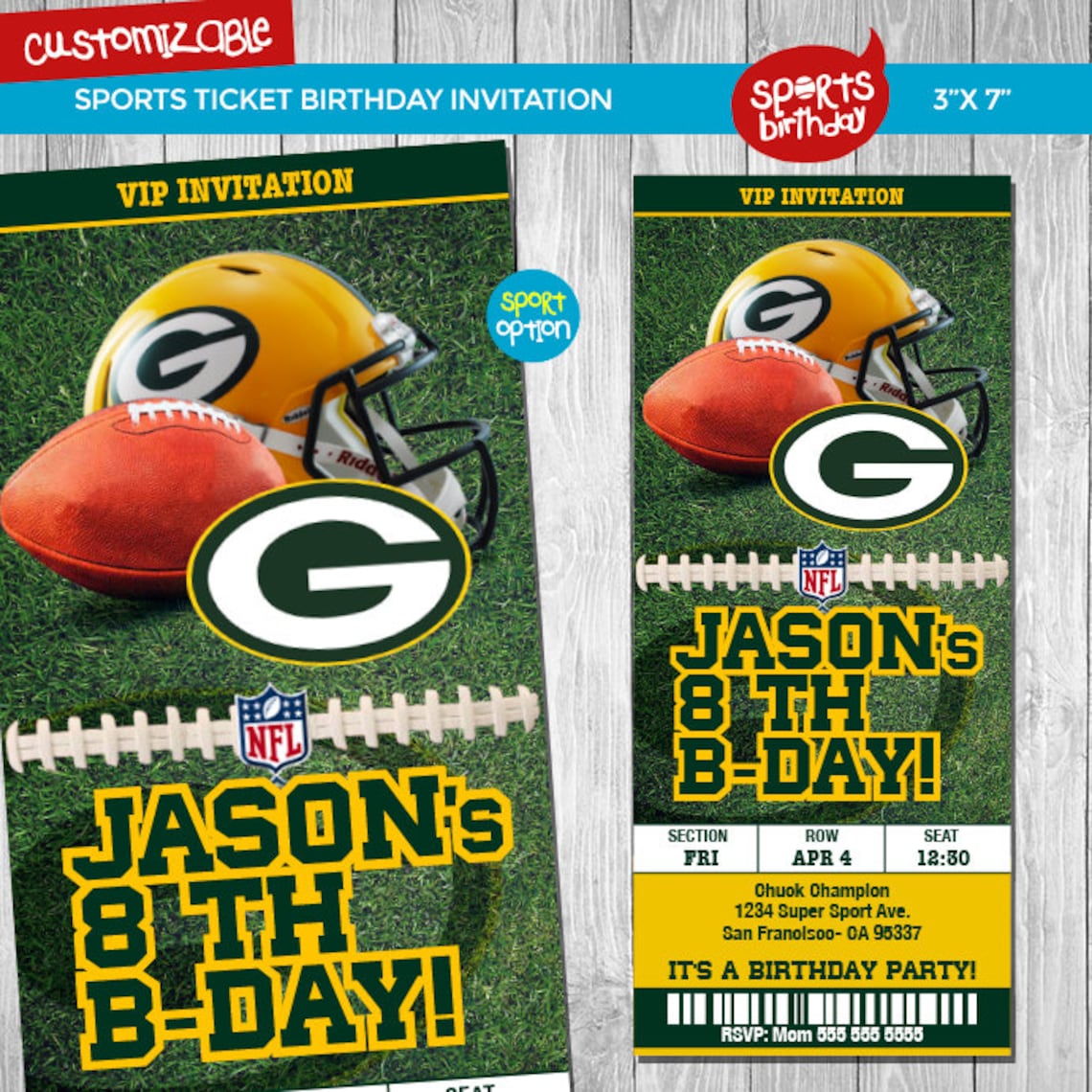 Green Bay Packers Printable Invitation Packers Birthday | Etsy