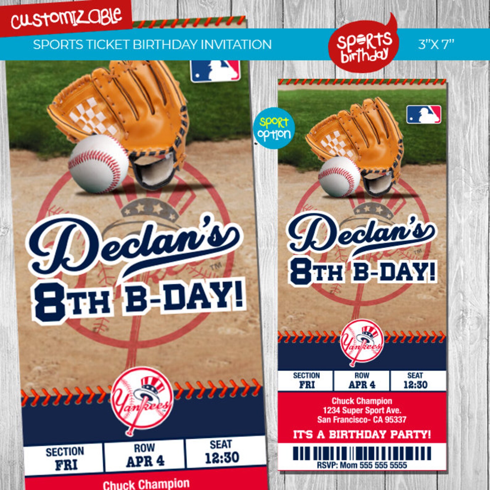 New York Yankees Invitation NY Yankees Birthday Invitations | Etsy