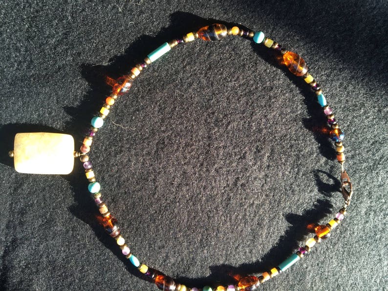 Earth tones and turquoise necklace