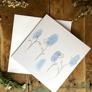 Carte de vœux/ carte de remerciement/ carte de souhait/ papeterie/ carte/ Fleurs bleues/ fleur de lin / Québec/Canada