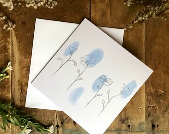 Greeting card/thank you card/wish card/ stationery/ card/ Blue flowers/flax flower / Quebec/Canada