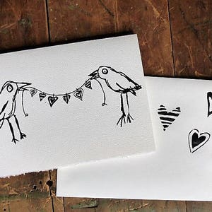 Carte de souhait / coeur/ Card / Amour/ Love/ Saint-Valentin/ Noël/Anniversaire / Papeterie /sérigraphie / illustration / Oiseau du Québec /