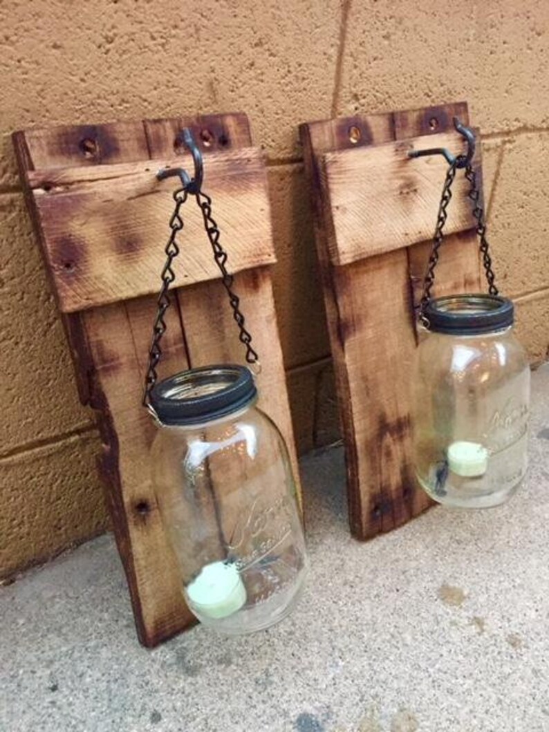 Ensemble Applique Rustique Mason Jar Bois De Palette De Etsy