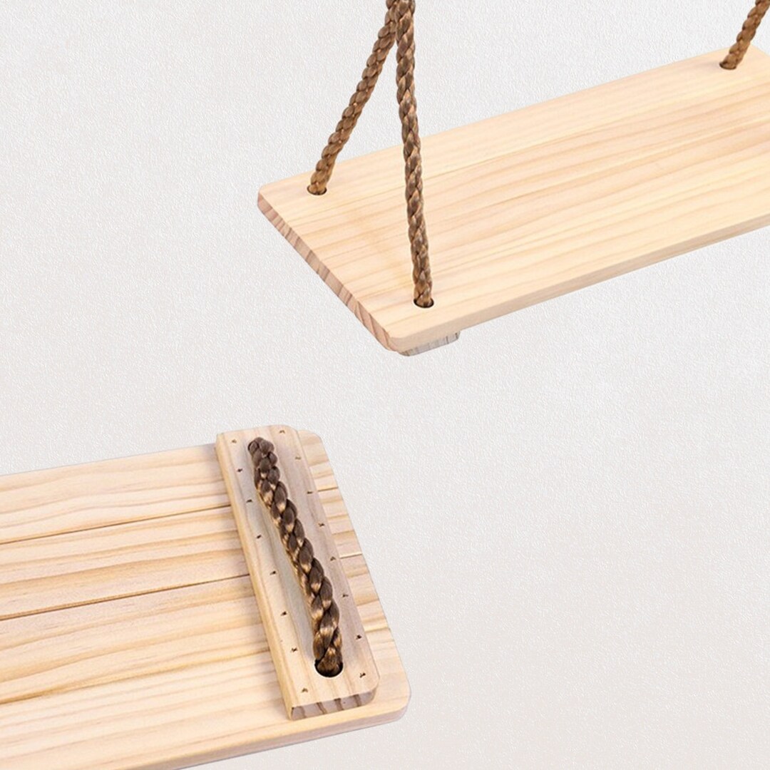 Wood Swing With Rope, Tree Swing, Wooden Rope Swing, Backyard Swing ...