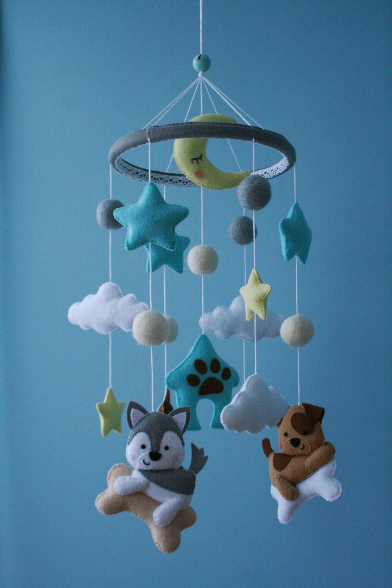 Baby Mobile Boypuppy Baby Mobilebaby Mobiledog Mobilebaby Etsy