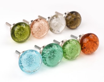 Handgemaakte bubbelglazen kastknoppen – levendige veelkleurige decoratieve knoppen (set van 1 knop)