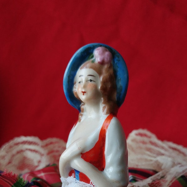 Antique Half-doll // Custom Skirt // Vintage Porcelain