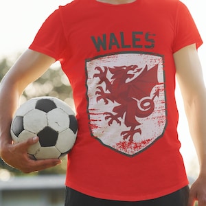 Wales Soccer Shirt, 2022, 2023, DISTRESSED, Welsh Flag, Welsh Dragon, Wales Jersey, Wales Football, Fan Inspired Shirt