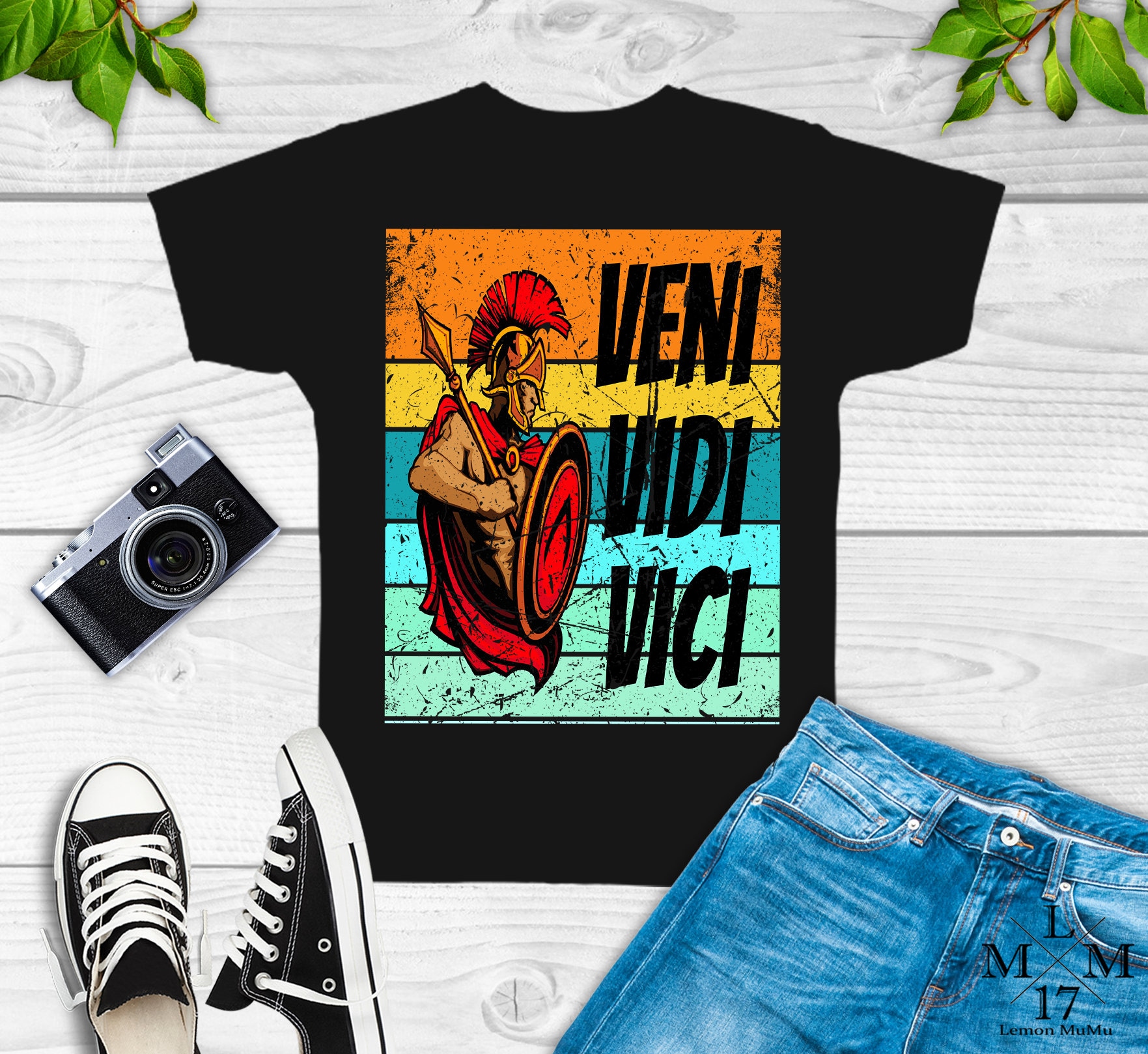 Camiseta Veni Vidi Vici - preta - estampa média - ZOO