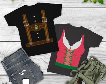 Oktoberfest Couple Shirts, Costume, Lederhosen Dirndl, German Matching Beer Drinking Set, gifts, party theme
