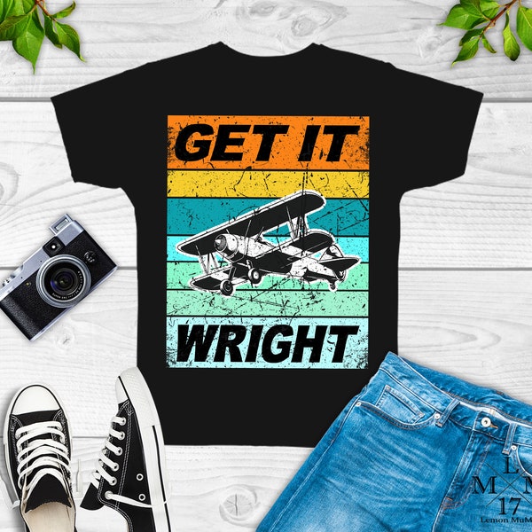 Wright Brothers Shirt, Get it Wright, invention, airplane, diagram, art, flyer, history, aircraft, aviation