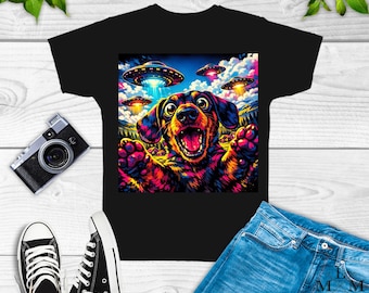 Dachshund UFO Abduction Shirt: Funny Dog Lover Graphic Tee For Boys Girls Men Women Gifts